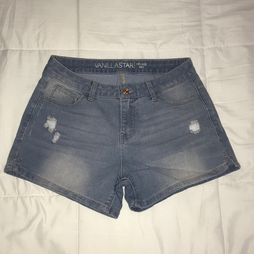 Light wash denim shorts